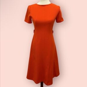 1960s Handmade Orange Mod Dress | Back Button Detail | S